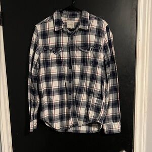 American Eagle Outfitters Blue and White Checkered Shirt